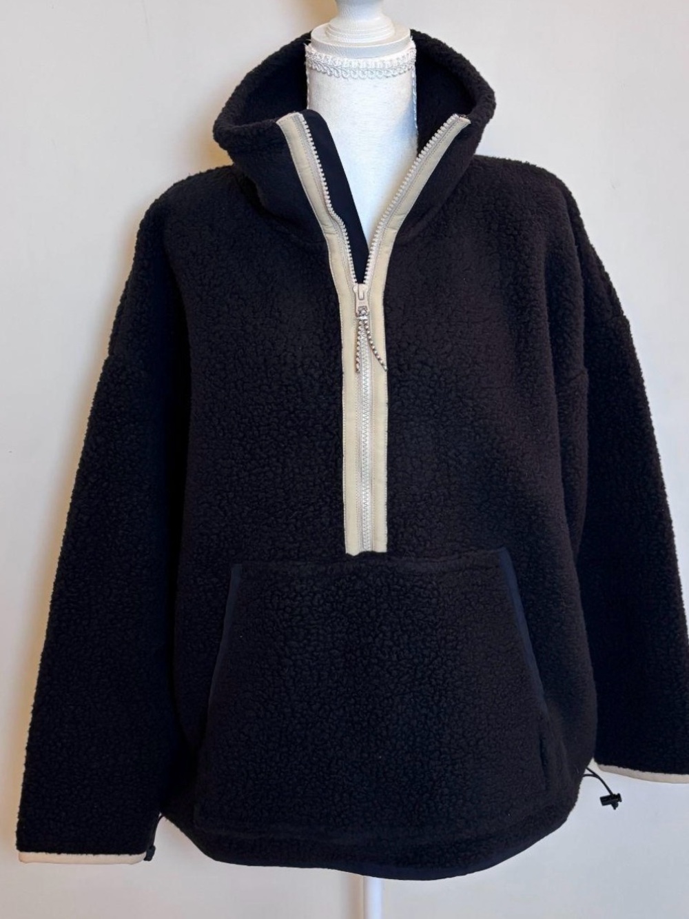 J.Crew Polartec Black Teddy Half-Zip Fleece - Picture 2 of 7